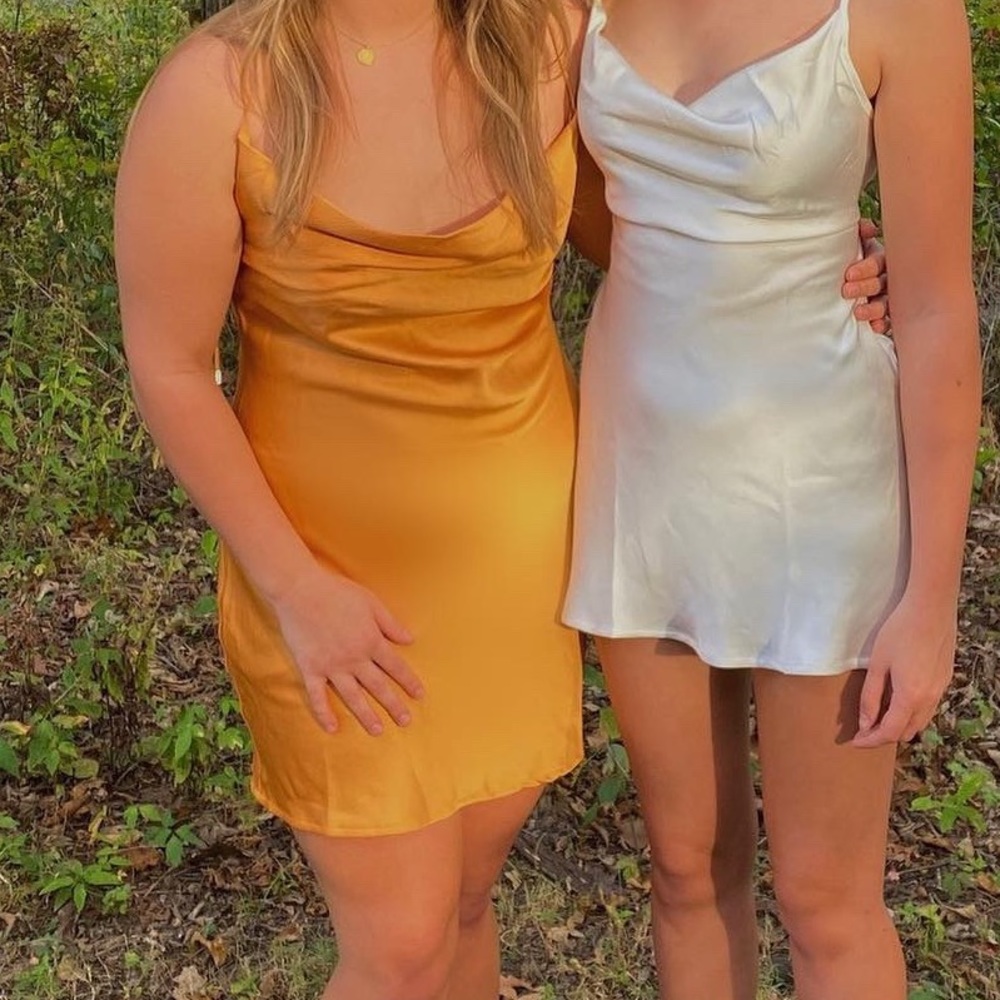 Orange silk dress
